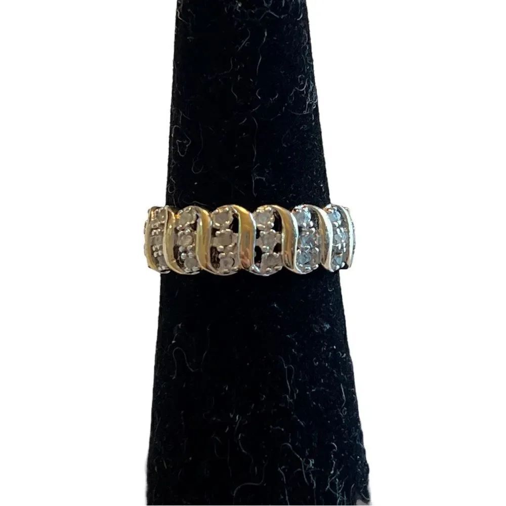 Victoria Townsend Rose-Cut Diamond "S" Ring in 18k Gold Over Sterling Silver New